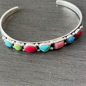 Sterling Silver 925 Multi Stone Cuff Bracelet
